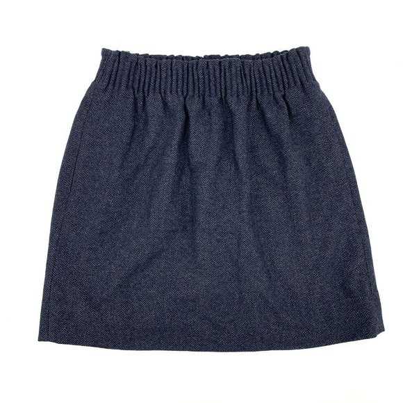 J. Crew Dresses & Skirts - J.Crew Sidewalk Skirt Blue Herringbone Wool Blend Pull On Mini A Line